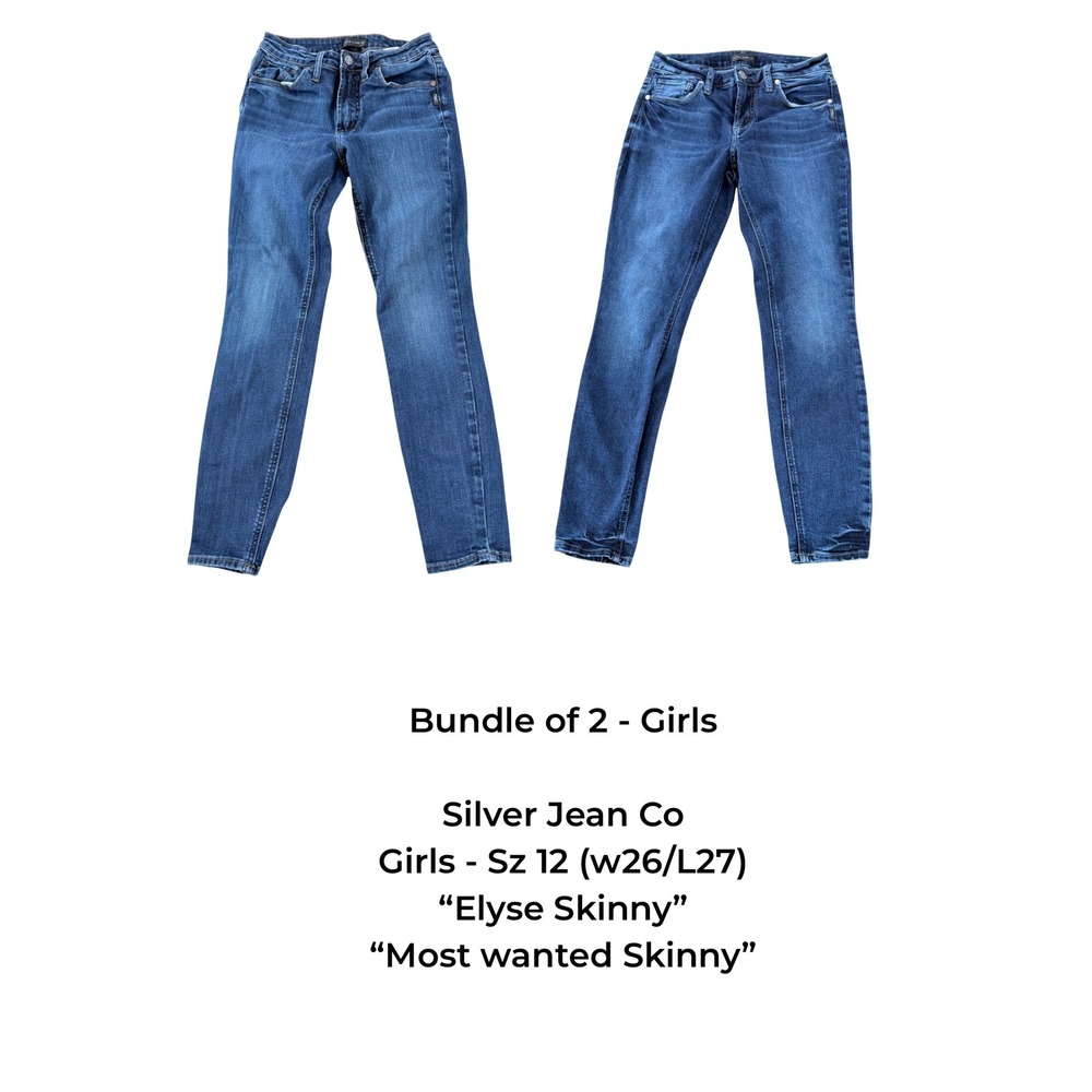 Silver Jeans Co Girls 12 W26/L27 Jeans Bundle Skinny Y2K Dark Wash